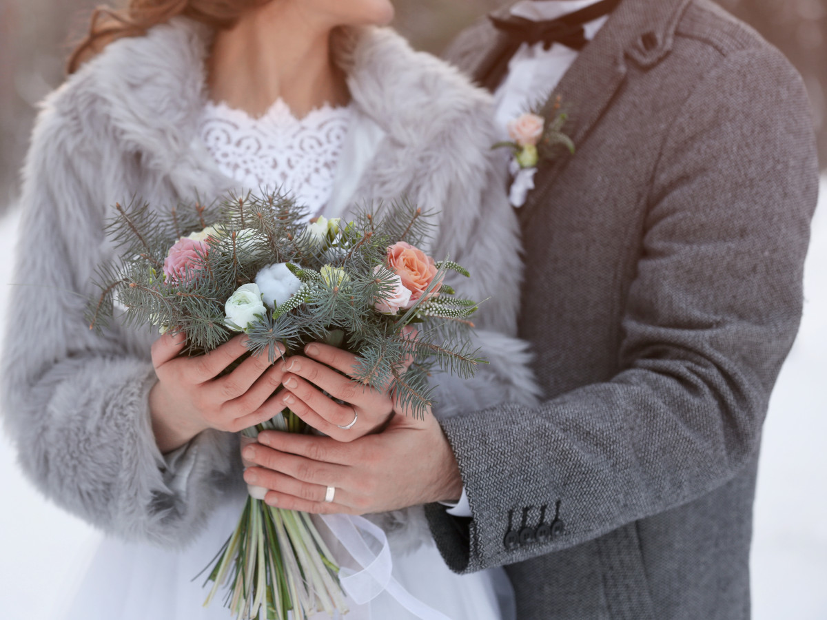 Bride and Groom in the snow